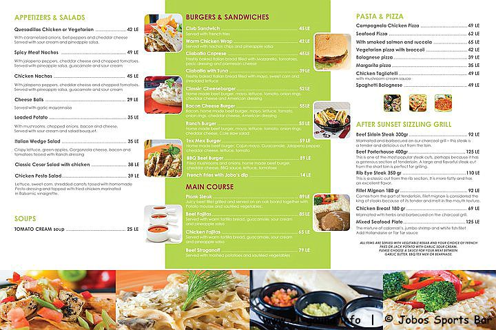 Jobos Menu Card 1259